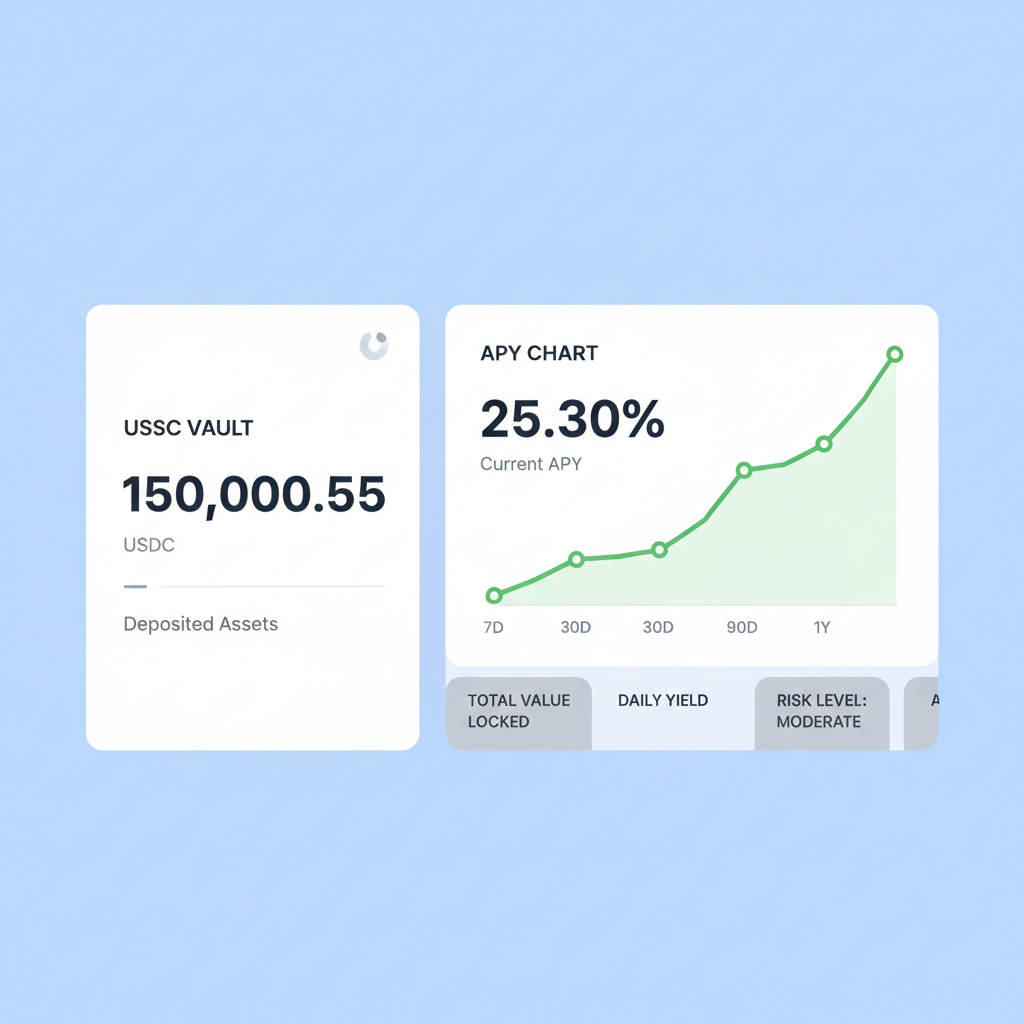 Beefy position dashboard showing USDC vault balance and APY chart