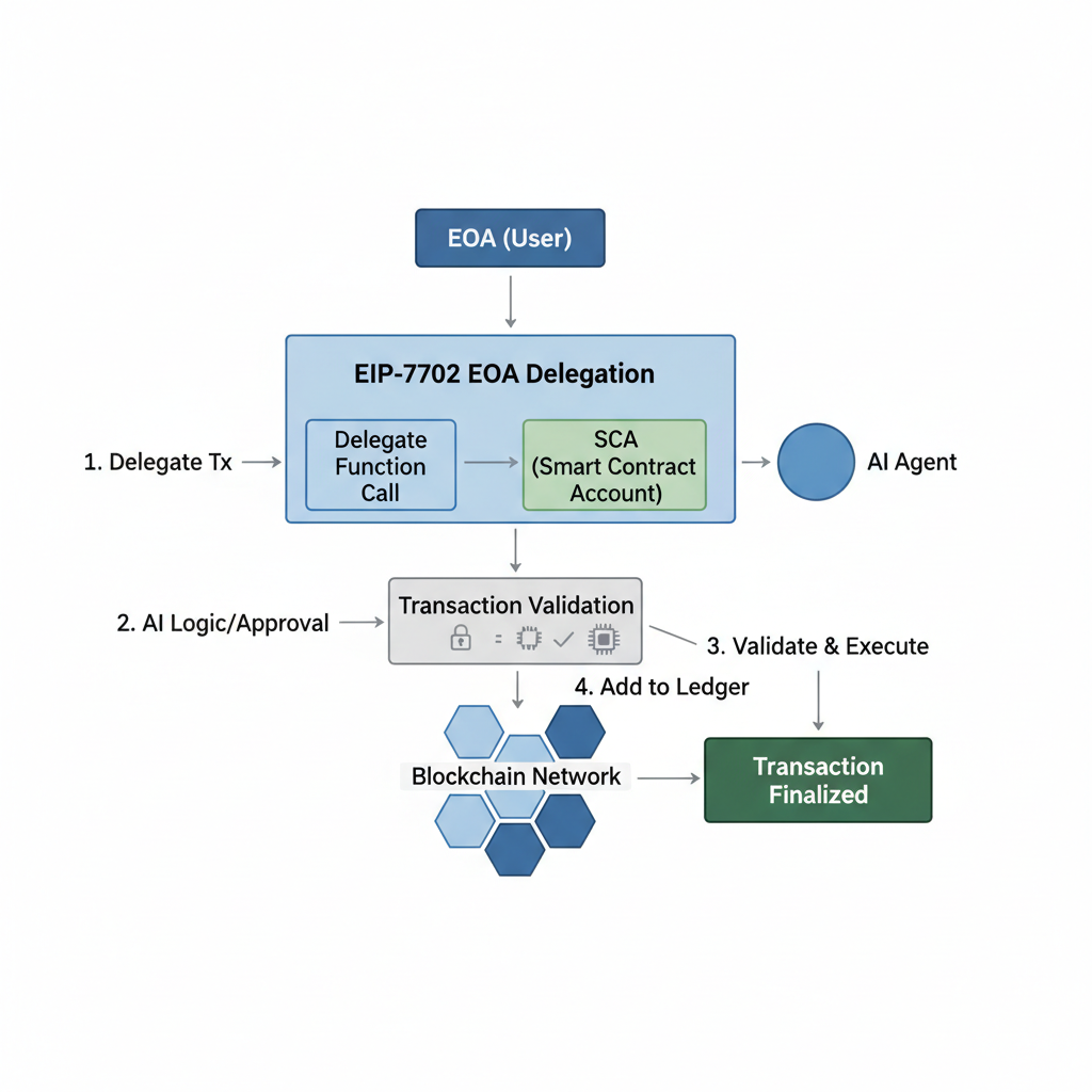 eip7702 eoa delegation to sca flowchart ai agent transaction validation blockchain