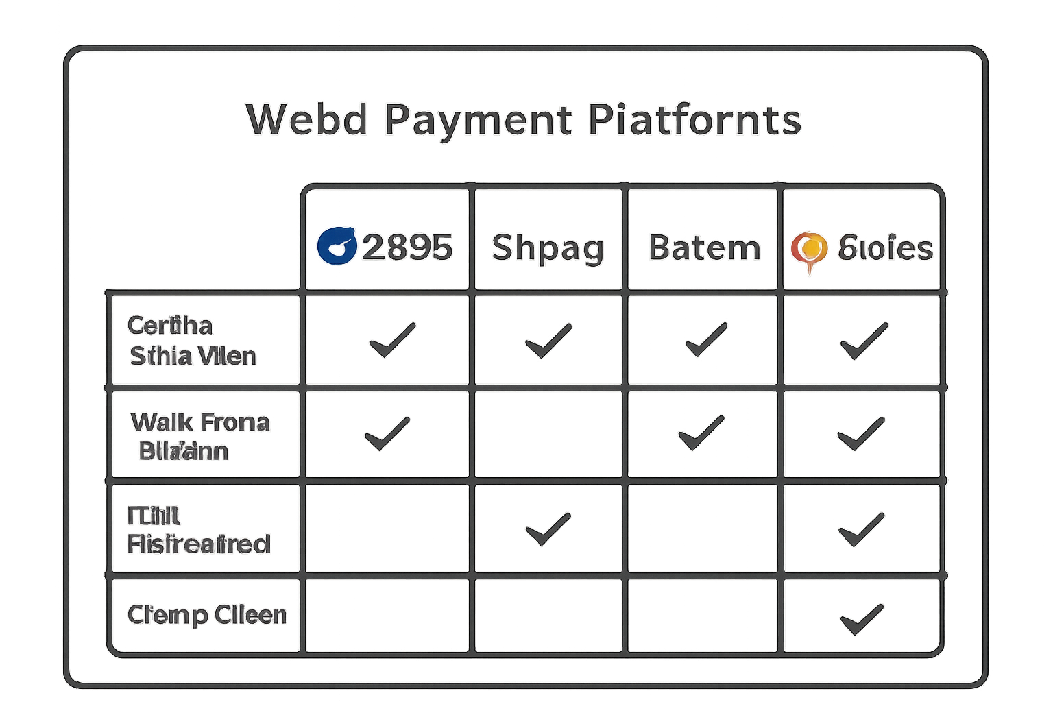 A dashboard screen comparing various Web3 payment platforms, with logos and key features highlighted.