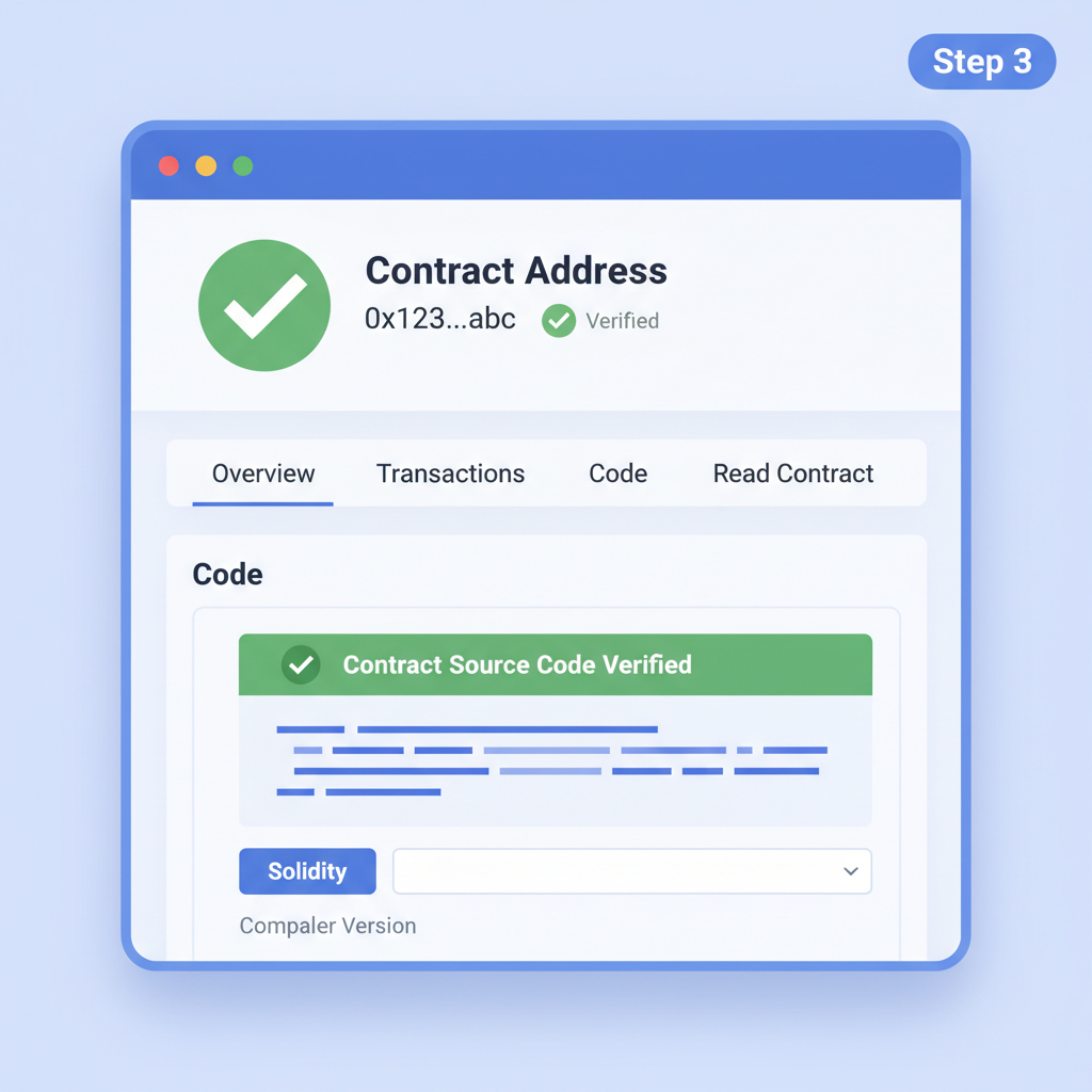 verified checkmark on blockchain explorer, contract details page