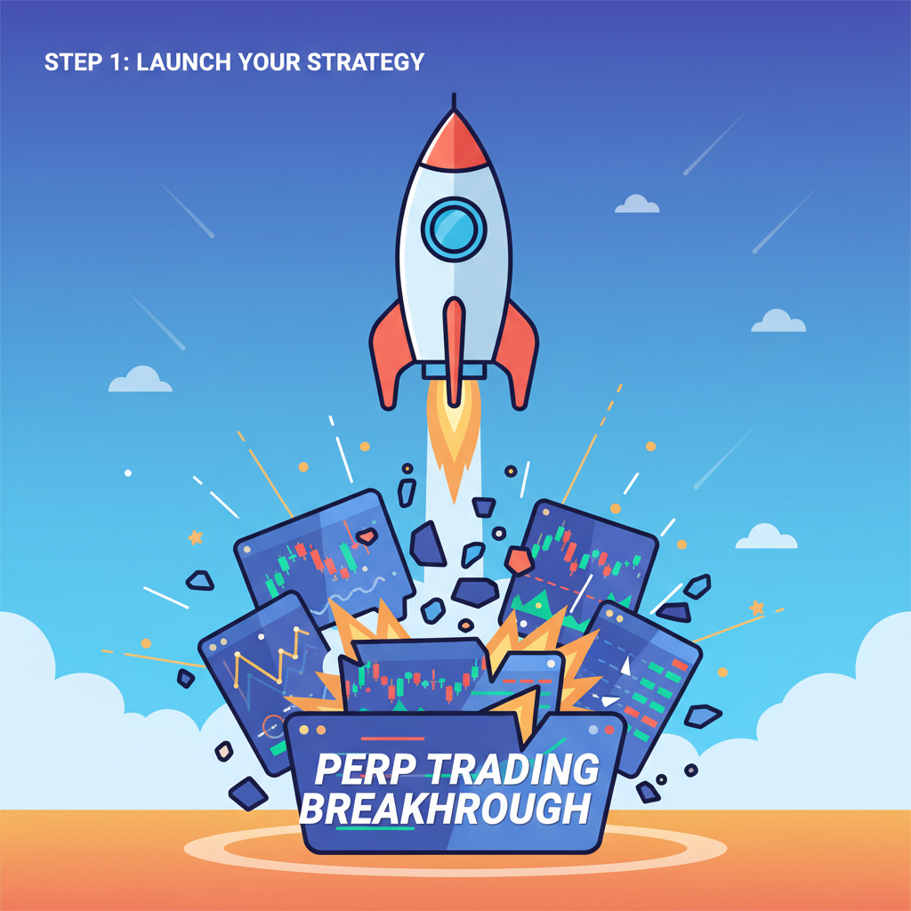 rocket blasting off with perp trading charts exploding