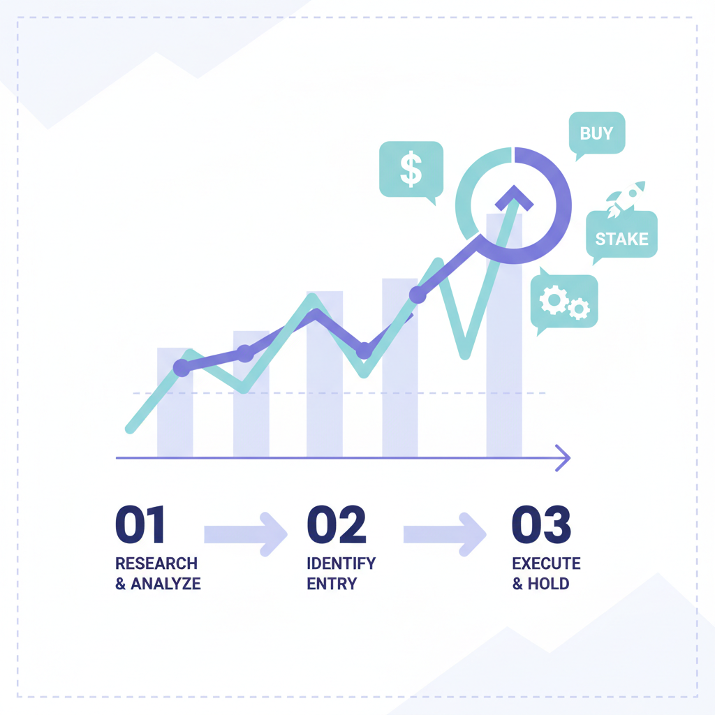 rising NEAR chart with intent icons, bold data visualization graph
