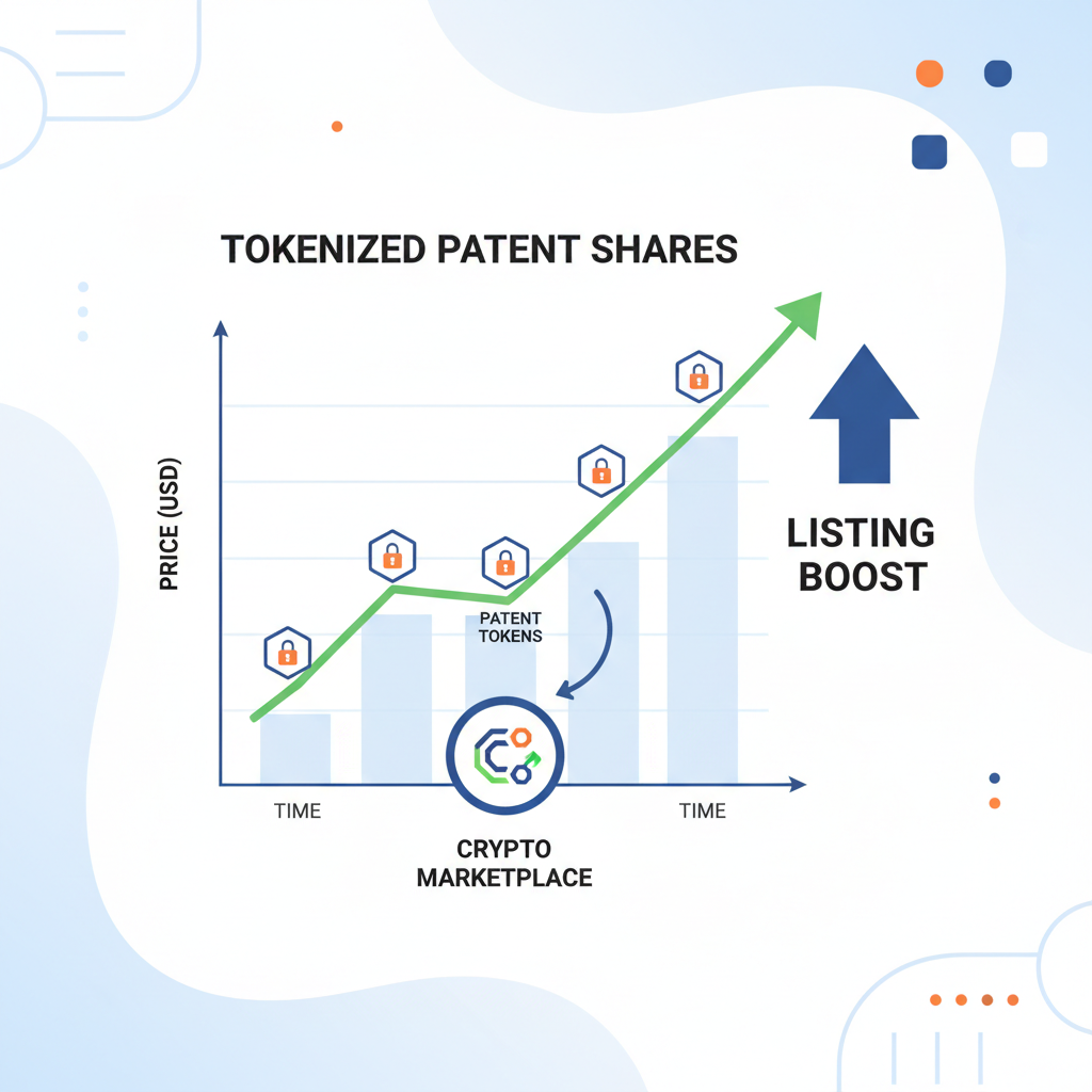listing tokenized patent shares on crypto marketplace chart rising