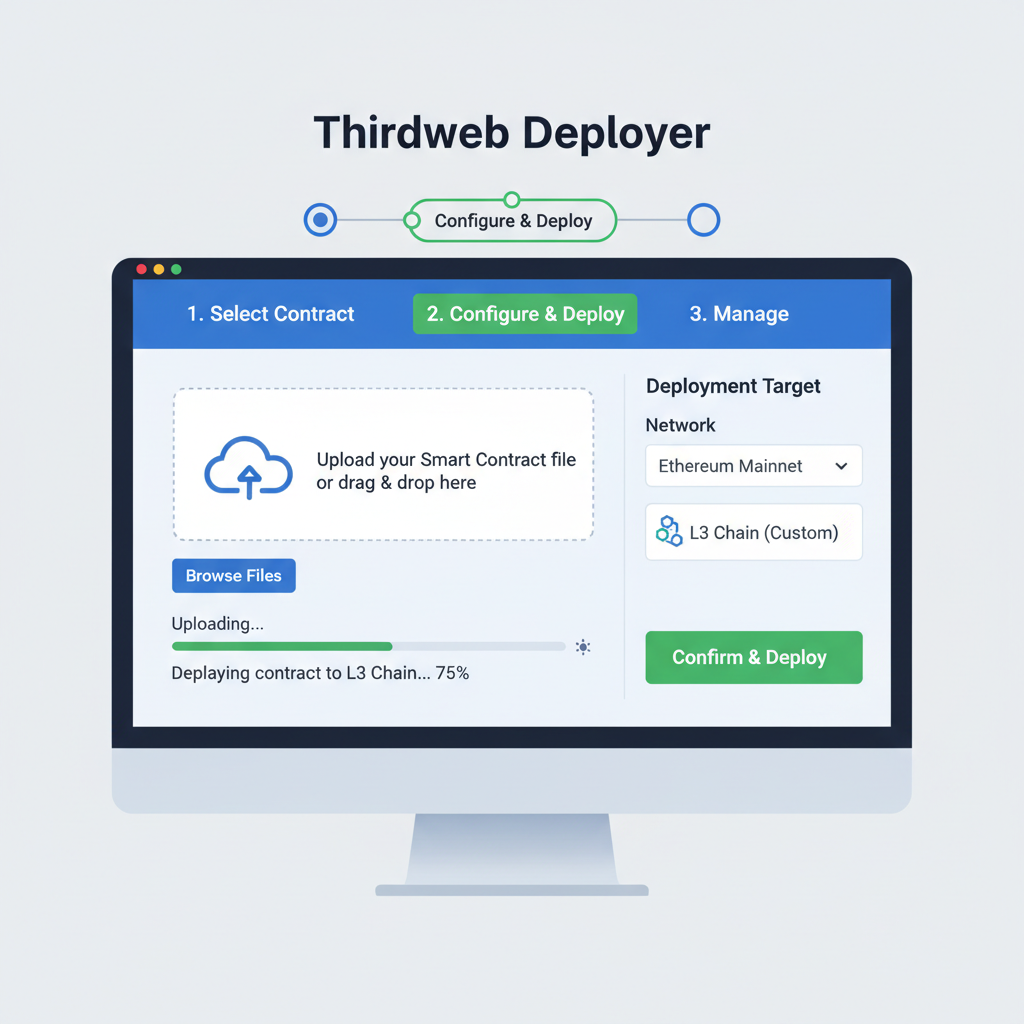 thirdweb deployer interface uploading smart contract to L3 chain