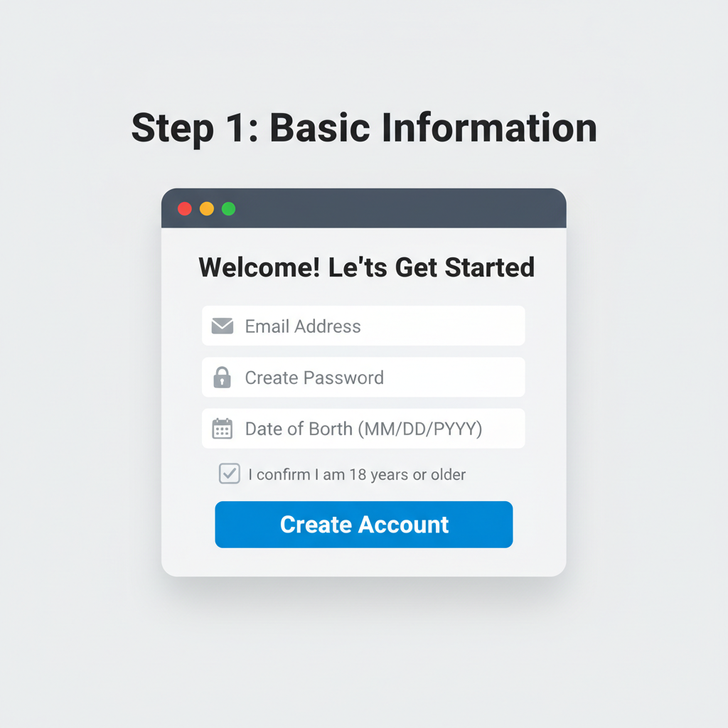 step-by-step graphic of account registration form on brokerage website