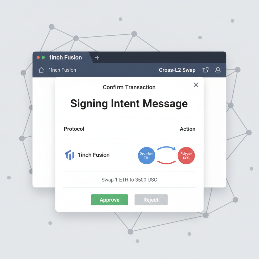 wallet popup signing intent message for 1inch Fusion cross-L2 swap