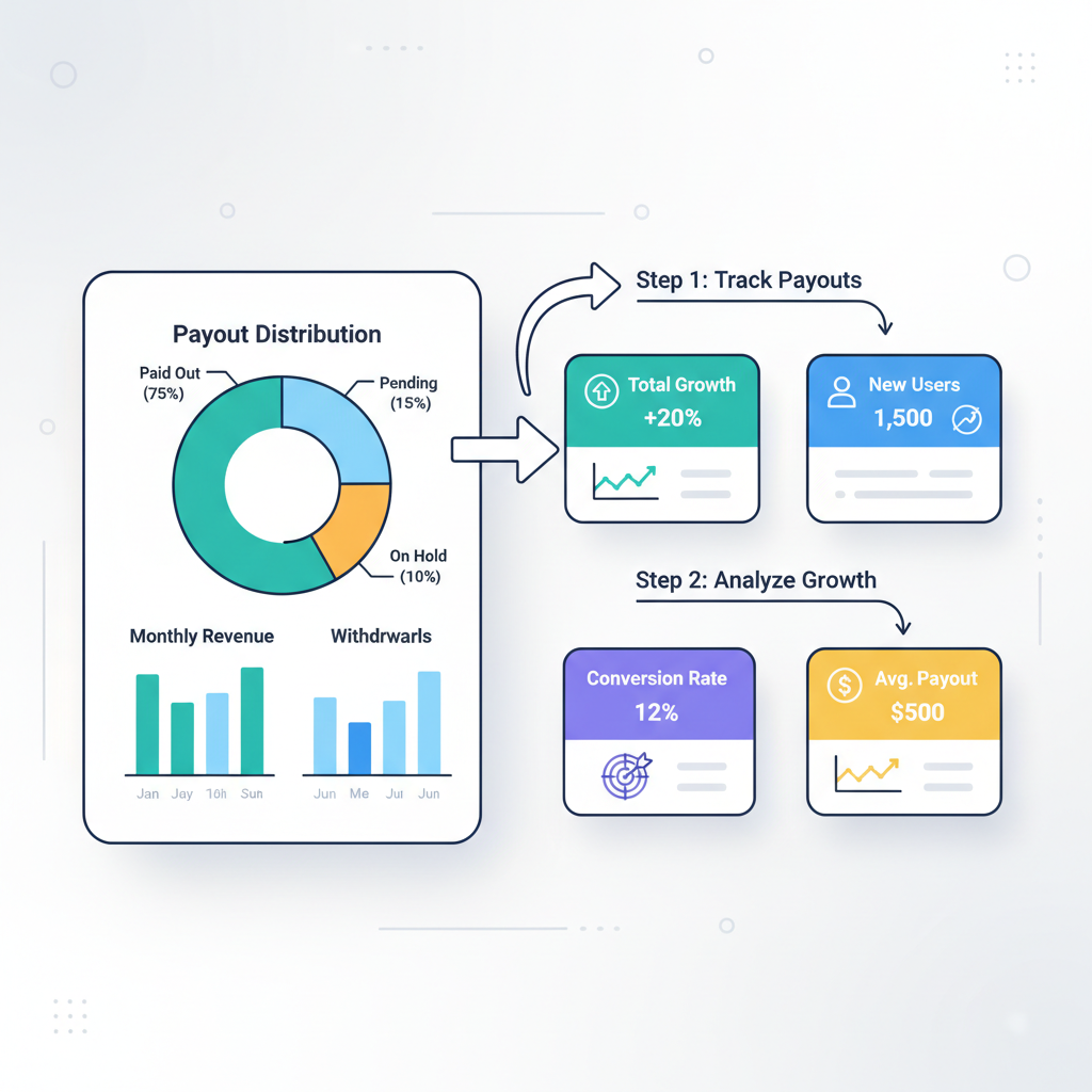 Analytics dashboard with payout charts and growth metrics