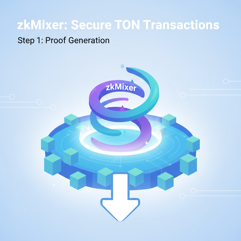 zkMixer zero-knowledge proofs swirling in TON blockchain pool, secure glow