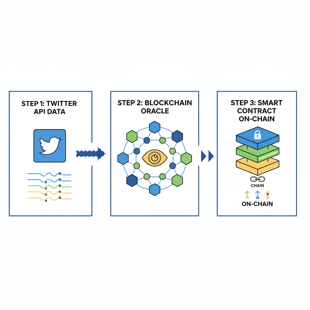 blockchain oracle bridging Twitter API, data streams connecting social media to chain