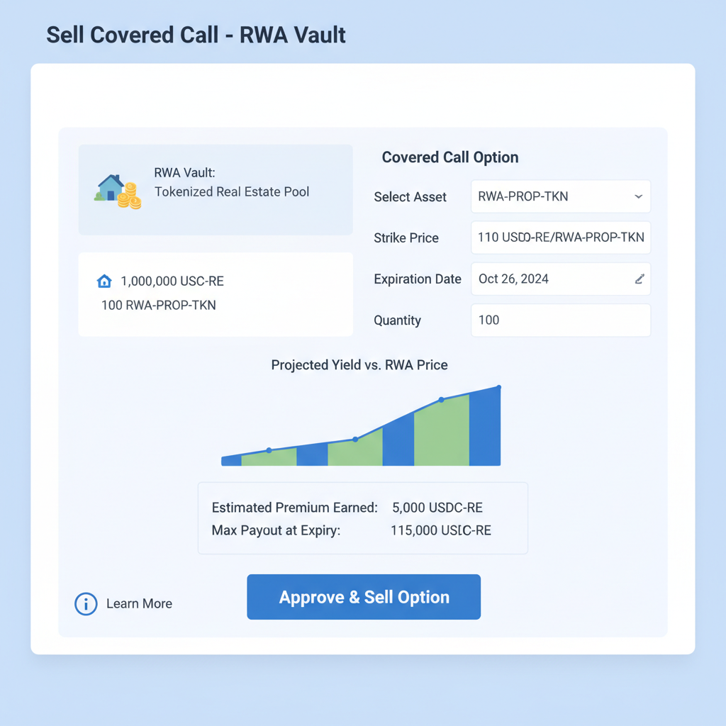 DeFi interface selling covered call option on RWA vault