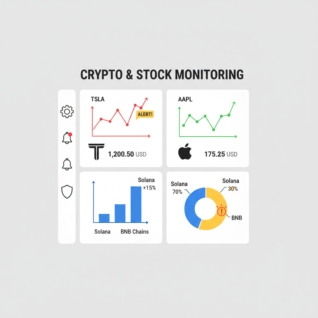 multi-chart monitoring dashboard TSLA AAPL alerts Solana BNB chains