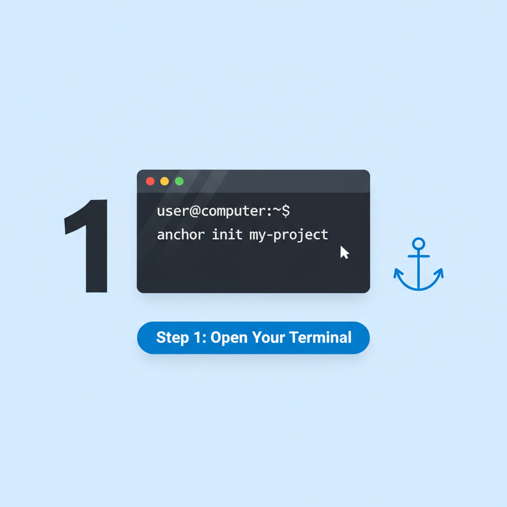 anchor init command in terminal creating project folder structure, files listing