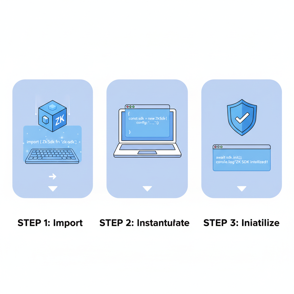 javascript code snippet initializing ZK sdk, holographic code