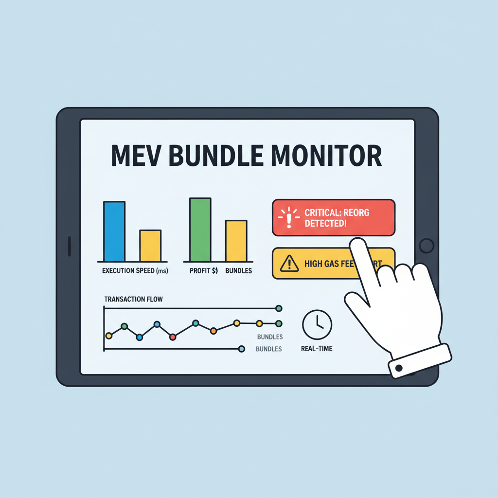 real-time dashboard monitoring MEV bundle execution, graphs and alerts