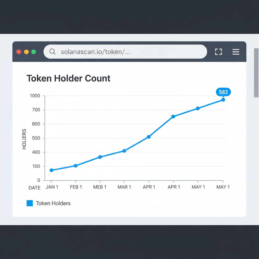 Token holder count graph exceeding 500 on Solana explorer