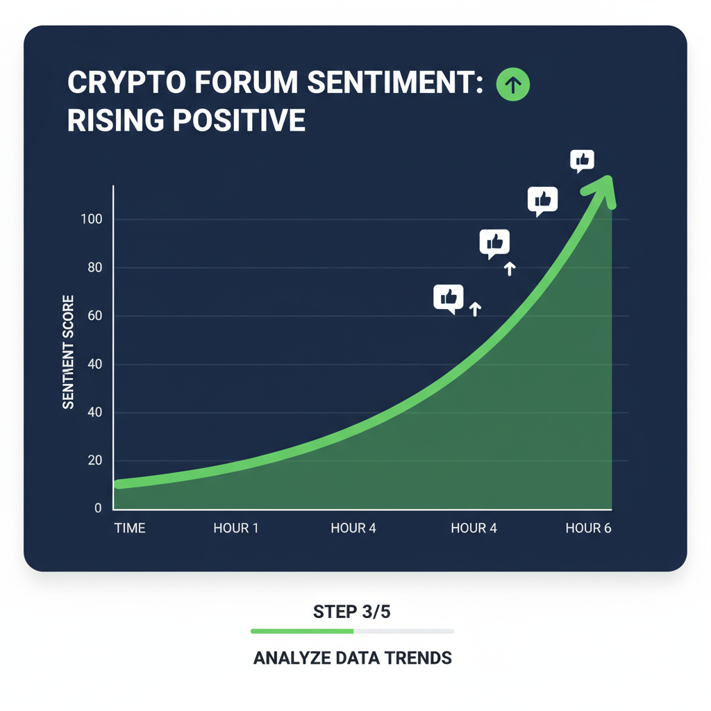 sentiment analysis chart rising green on crypto forum posts, data visualization
