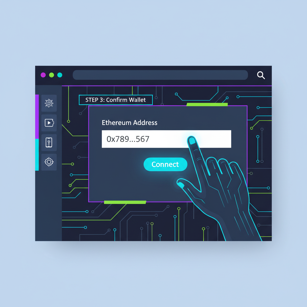 user entering ethereum address in sleek web app interface, cyberpunk style