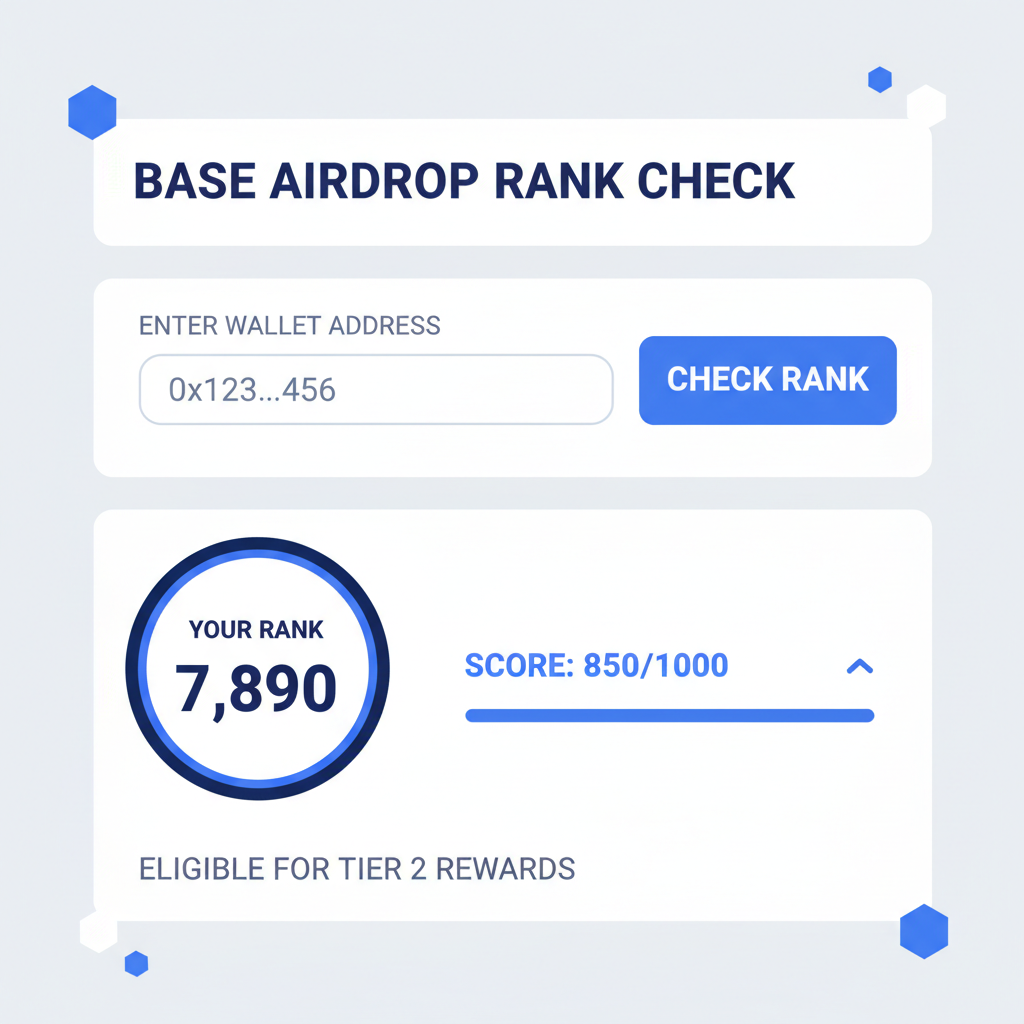 web tool interface checking base airdrop rank, input wallet address, score display