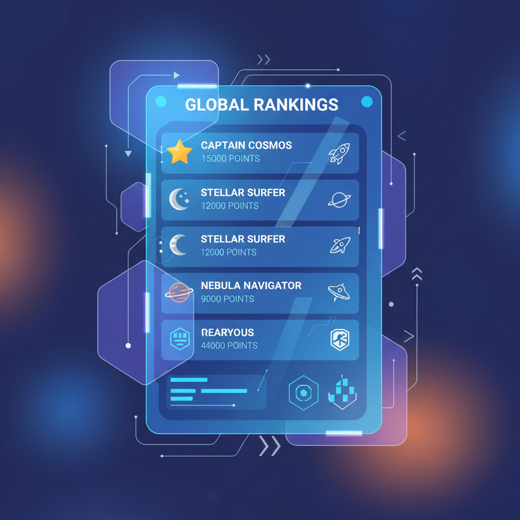 dynamic leaderboard with user badges and points ranking on futuristic dashboard