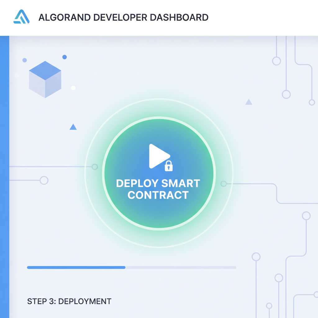 Deploying smart contract button on Algorand dashboard glowing green
