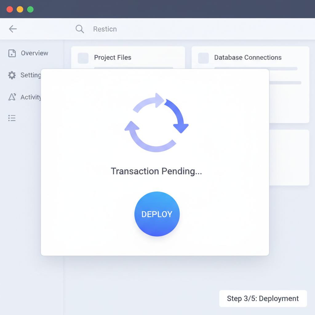Deploy button clicked on Orbit UI, transaction pending animation