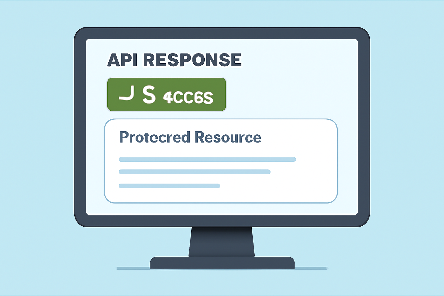 A computer screen displaying a successful API response with the protected resource visible.