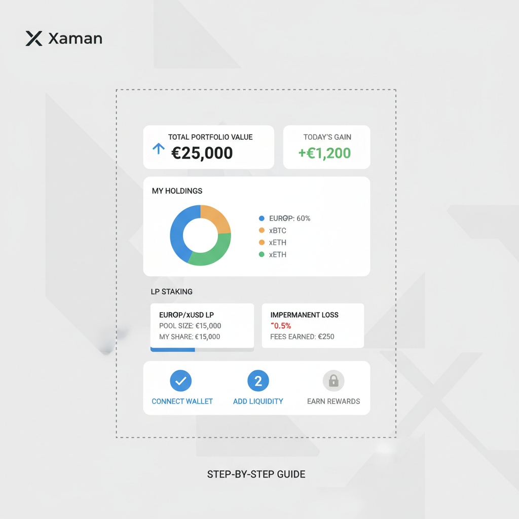 Xaman portfolio dashboard with EURØP holdings and LP stats