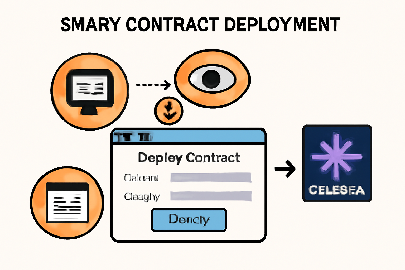 smart contract deployment screen with oracle monitoring ETH fees and Celestia routing arrow