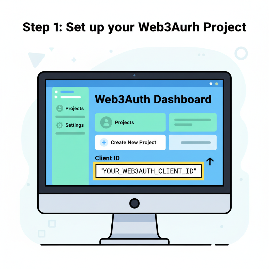 code snippet initializing Web3Auth SDK with passkey config, Ethereum chain icons