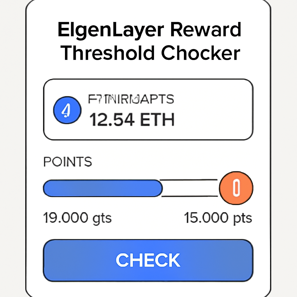 EigenLayer reward threshold checker UI with ETH balance and points meter