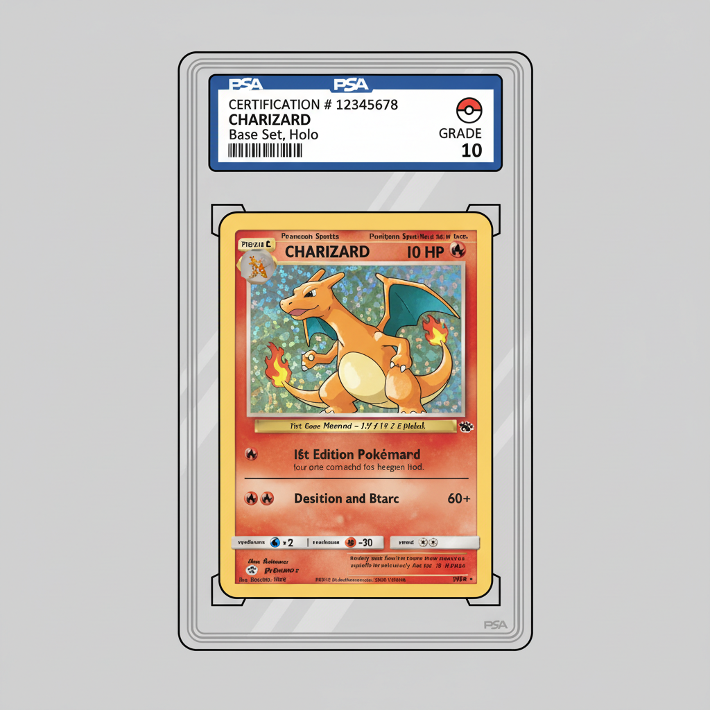 Close-up of PSA slabbed Pokémon card with certification label