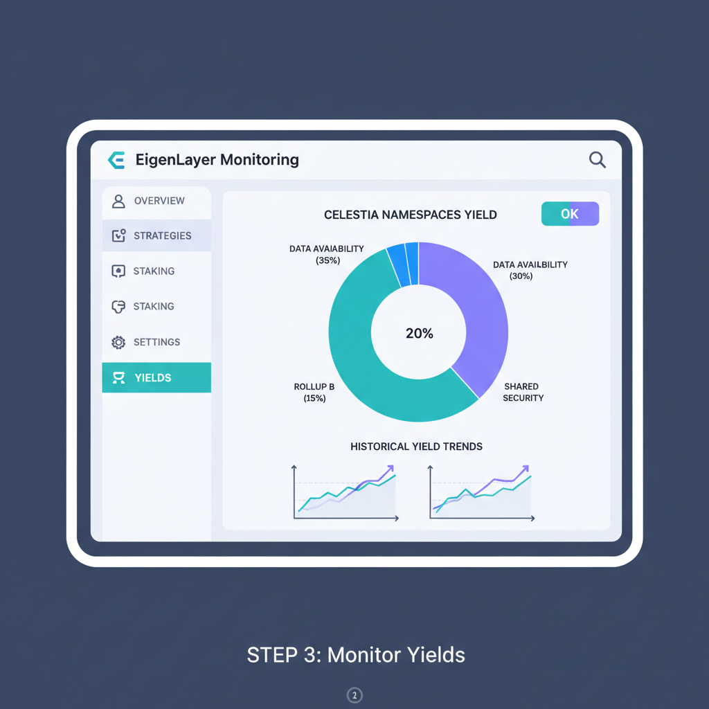 EigenLayer dashboard yields monitoring Celestia namespaces chart