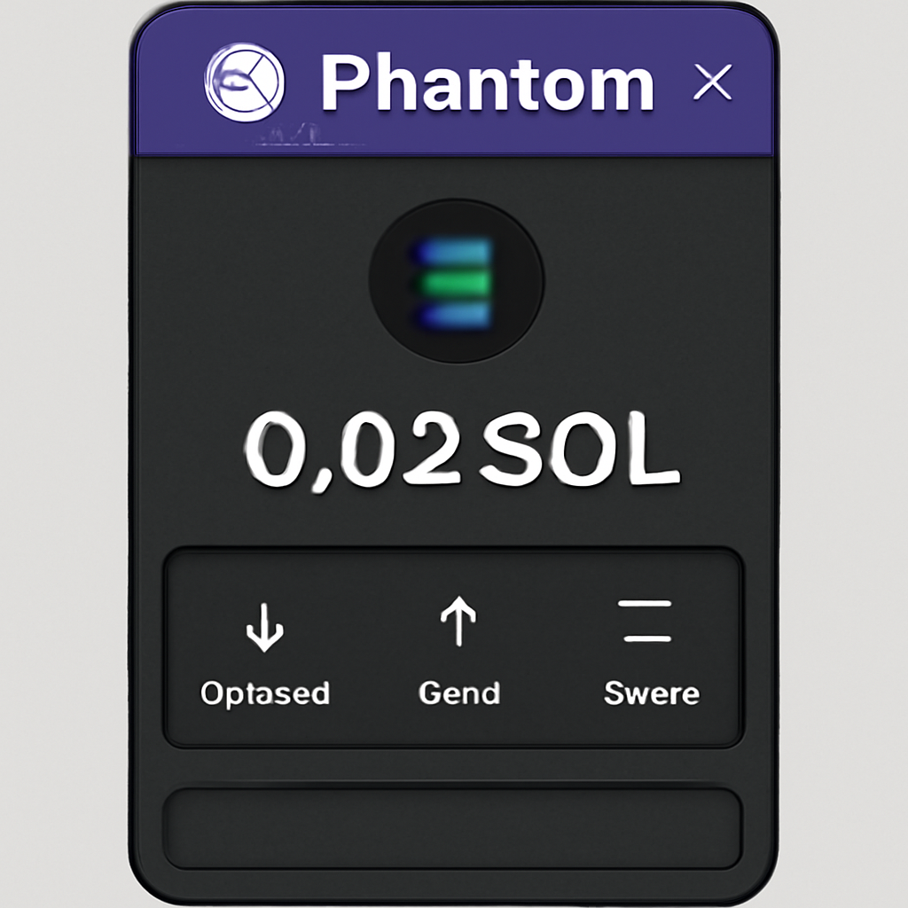 Phantom wallet interface showing SOL balance of 0.02 SOL