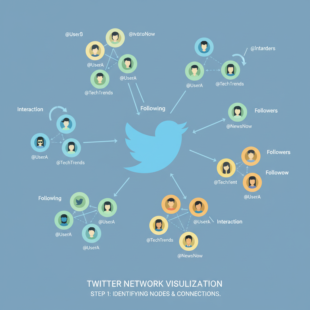 social graph visualization of Twitter networks, nodes and connections