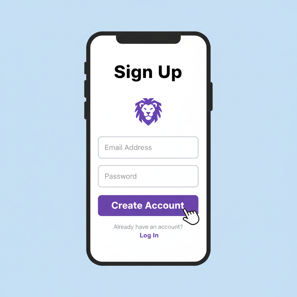 smartphone screen showing Crypto.com signup form with email and password fields