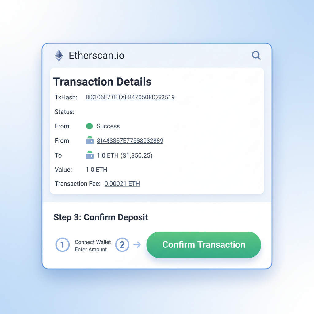 ethereum wallet deposit transaction etherscan interface
