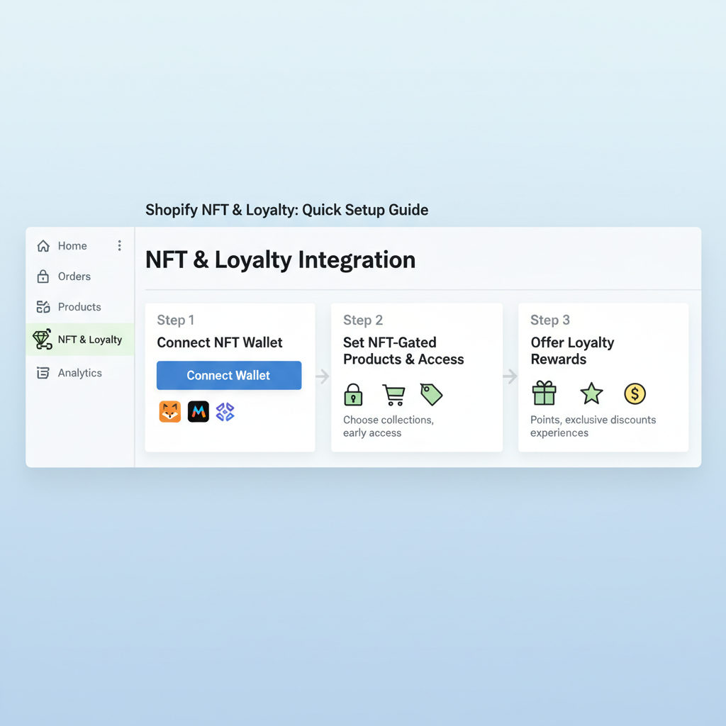 Shopify dashboard integrating NFT wallet connection and loyalty perks