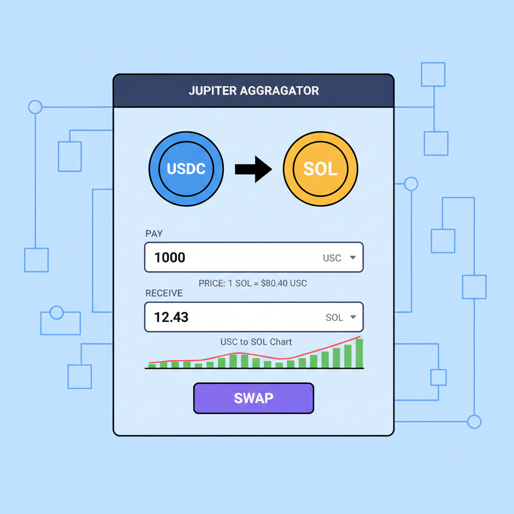 jupiter aggregator swap interface solana defi usdc to sol chart $80.40 price
