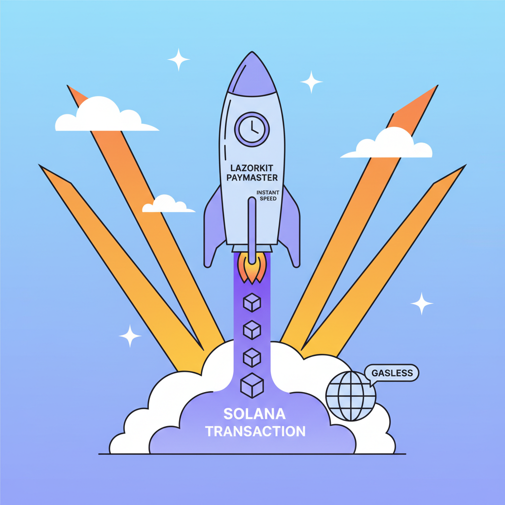 lazorkit paymaster rocket launching solana transaction gasless speed lines