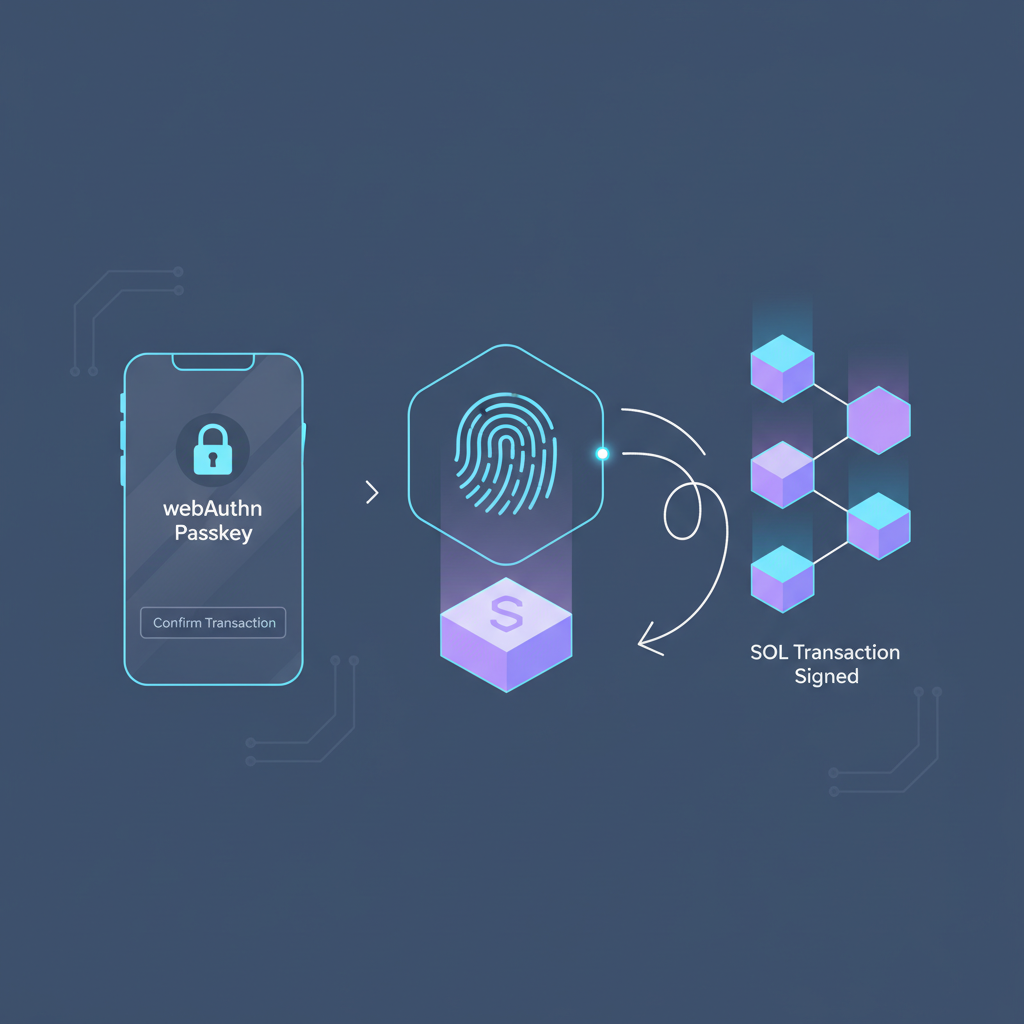 webAuthn passkey biometric fingerprint signing solana transaction holographic