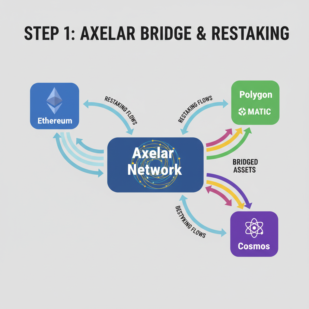 axelar bridge connecting multiple blockchains with restaking flows