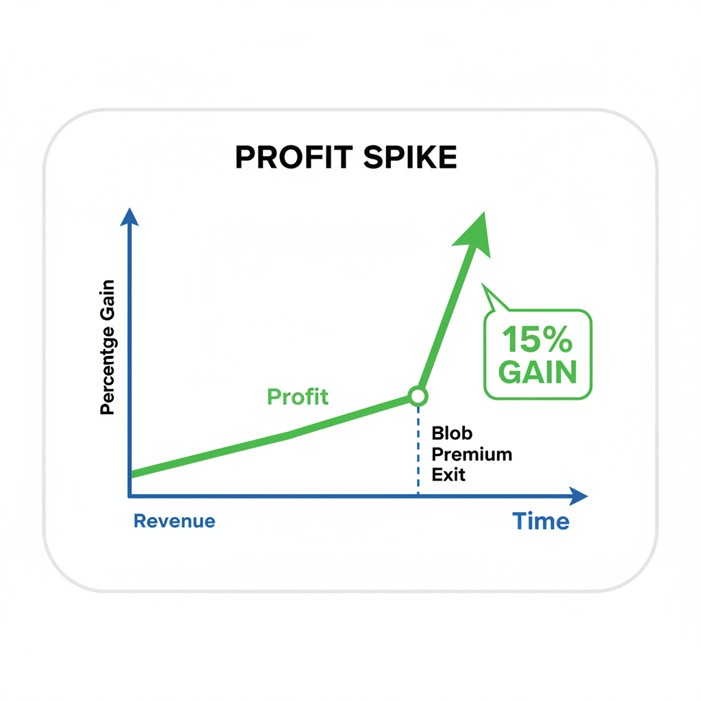 profit chart spiking to 15% gain on blob premium exit