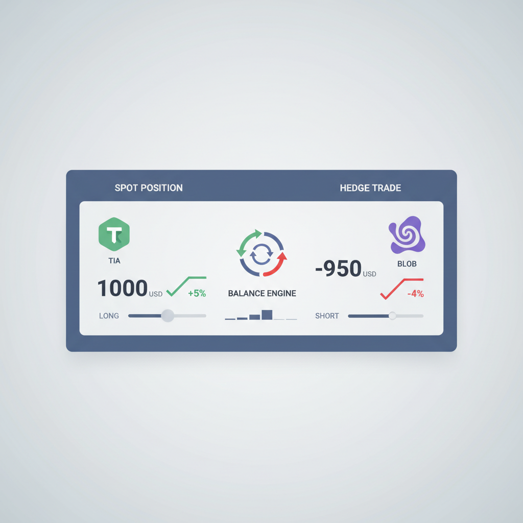 crypto hedging interface balancing TIA spot against blob trade
