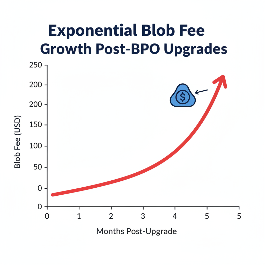 line graph modeling exponential blob fee growth post-BPO upgrades