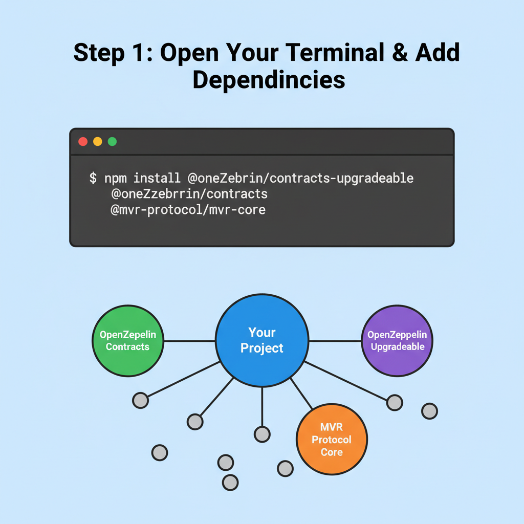 terminal adding MVR dependency for OpenZeppelin, dependency graph visualization