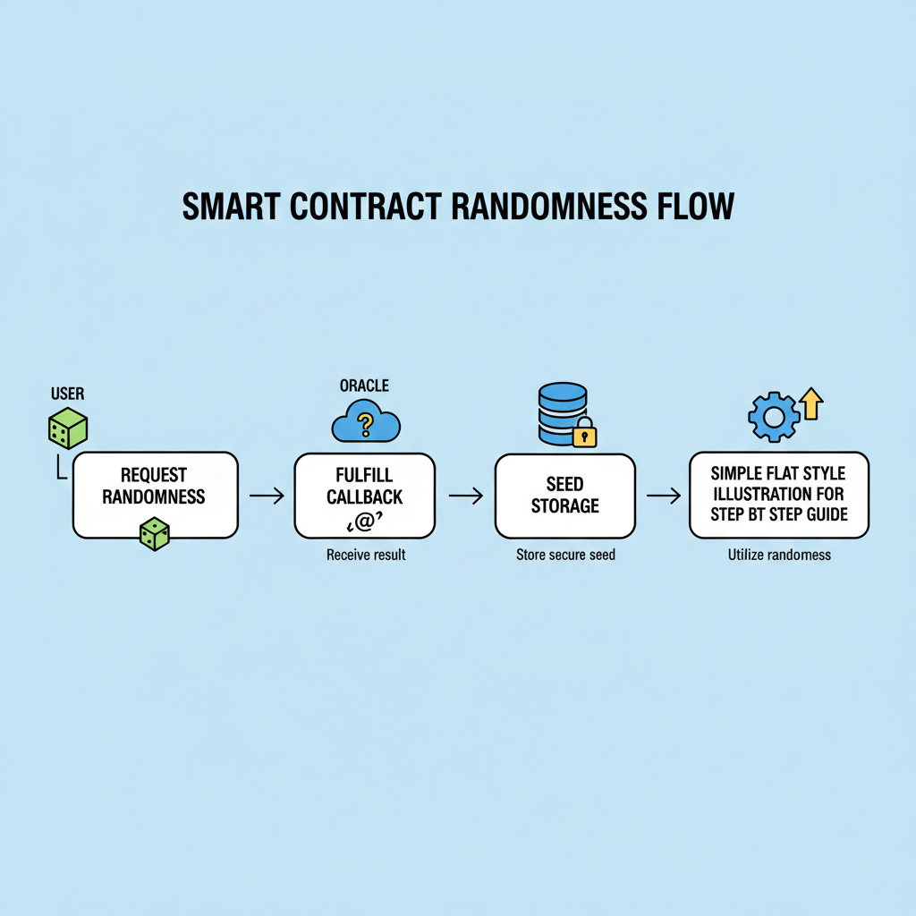 smart contract function flow: request randomness, fulfill callback, seed storage