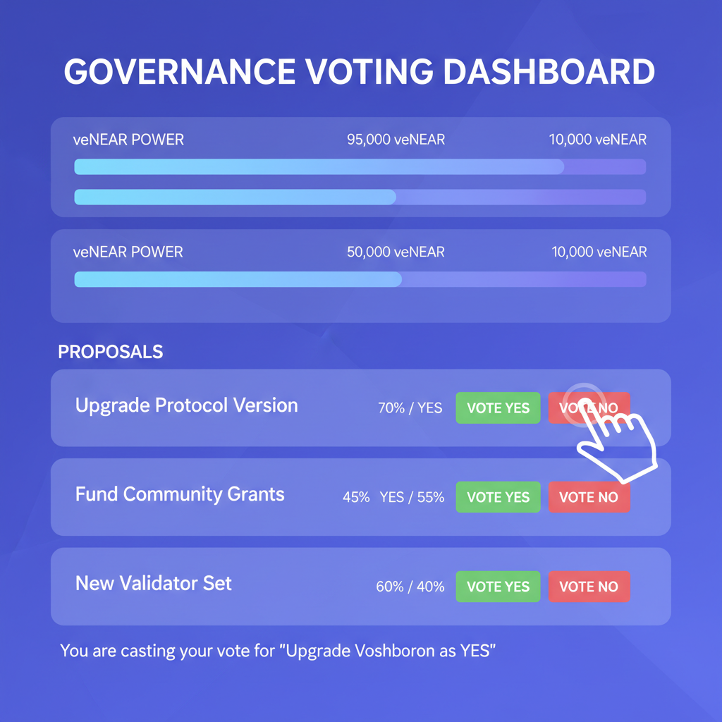 governance voting dashboard with veNEAR power bars, user casting vote