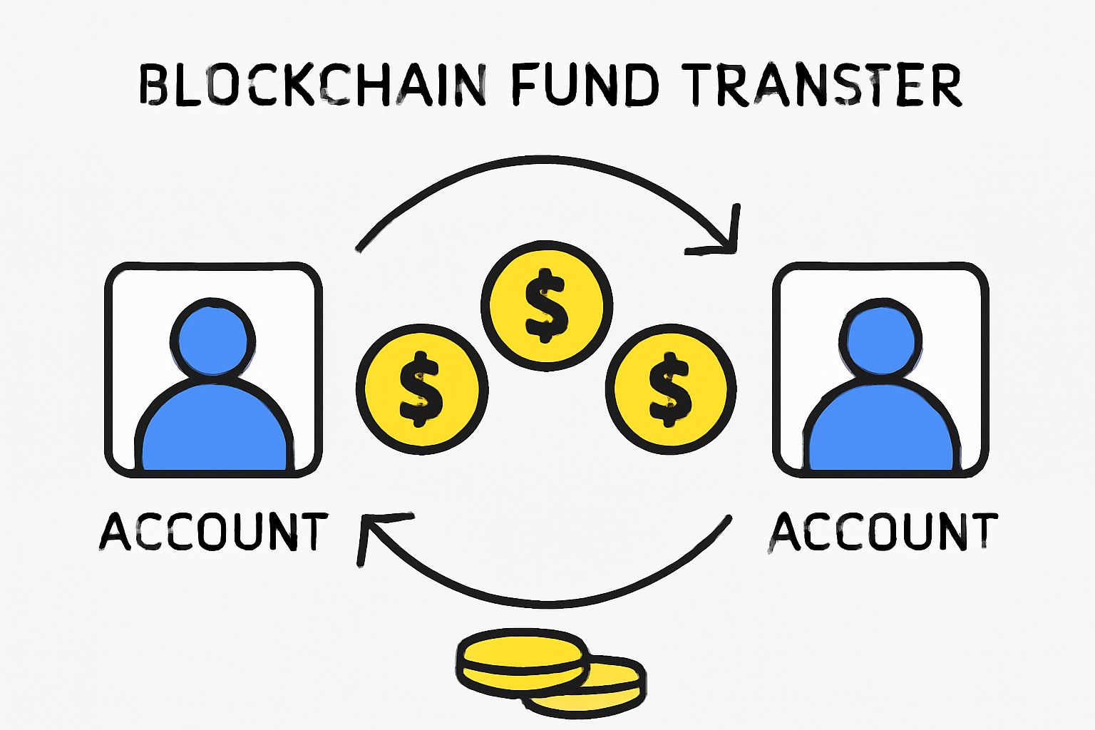 Digital coins or tokens moving between accounts on a blockchain, representing automated settlement and fund transfer.