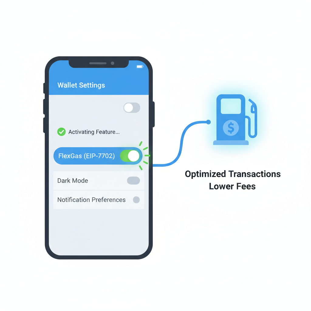 wallet settings activating FlexGas EIP-7702 feature