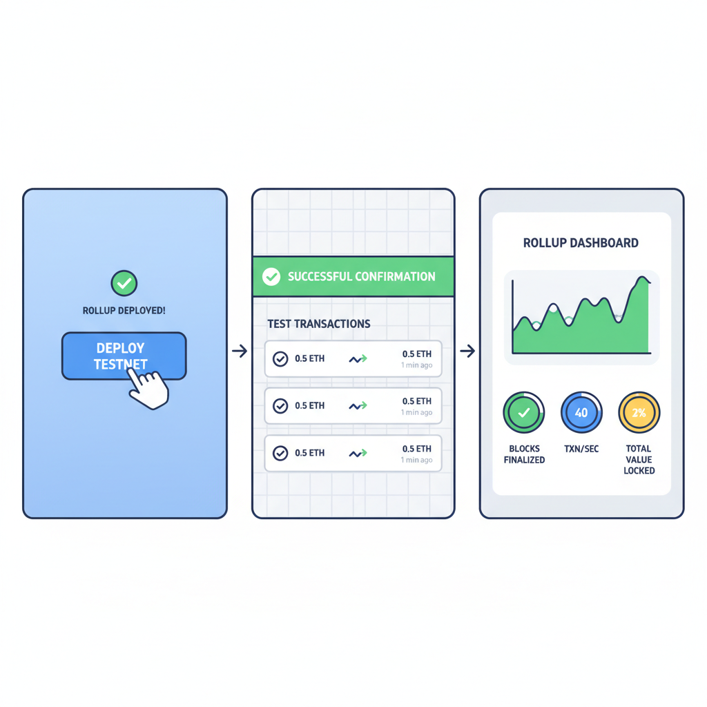 deploy testnet button success confirmation test transactions rollup dashboard
